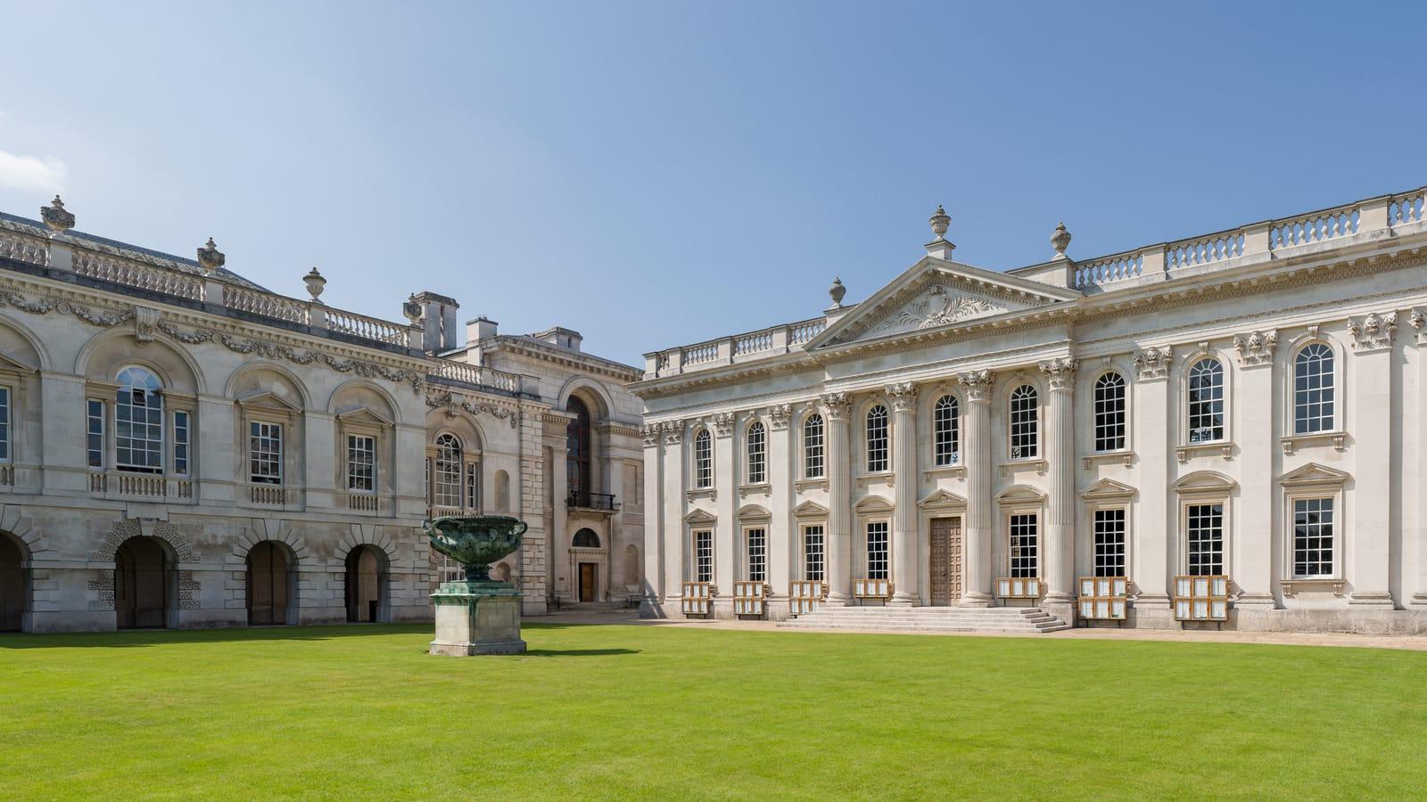 The Old Schools and the Senate House, University of Cambridge, across the Senate House lawn on a summer day