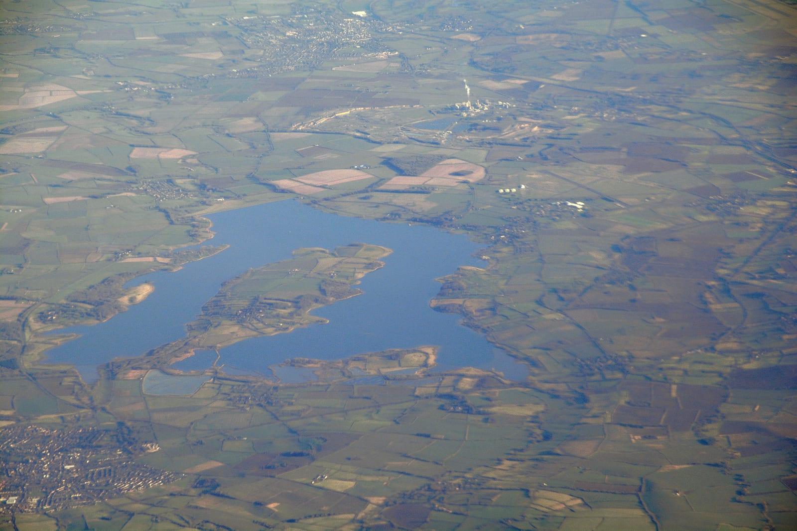 Rutland Water reservoir from the air