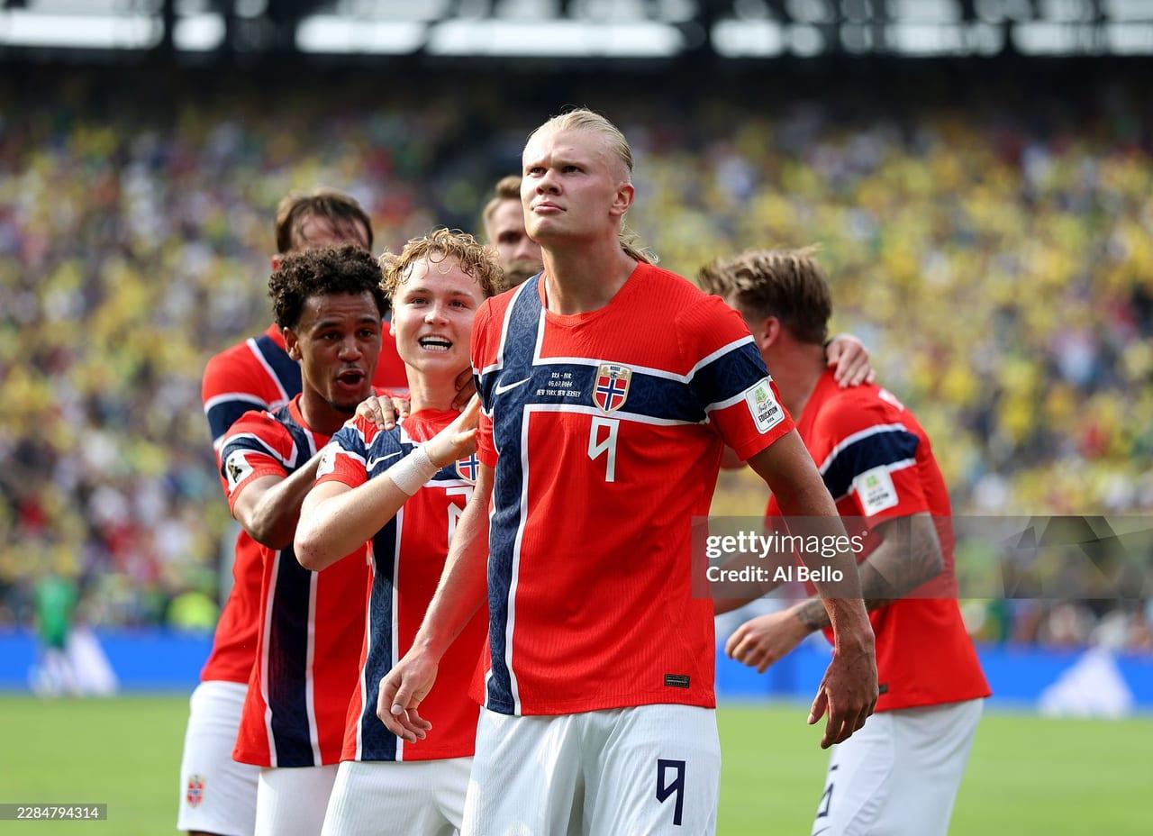 Erling Haaland Scores Twice as Norway Stuns Brazil 2-1 at MetLife Stadium