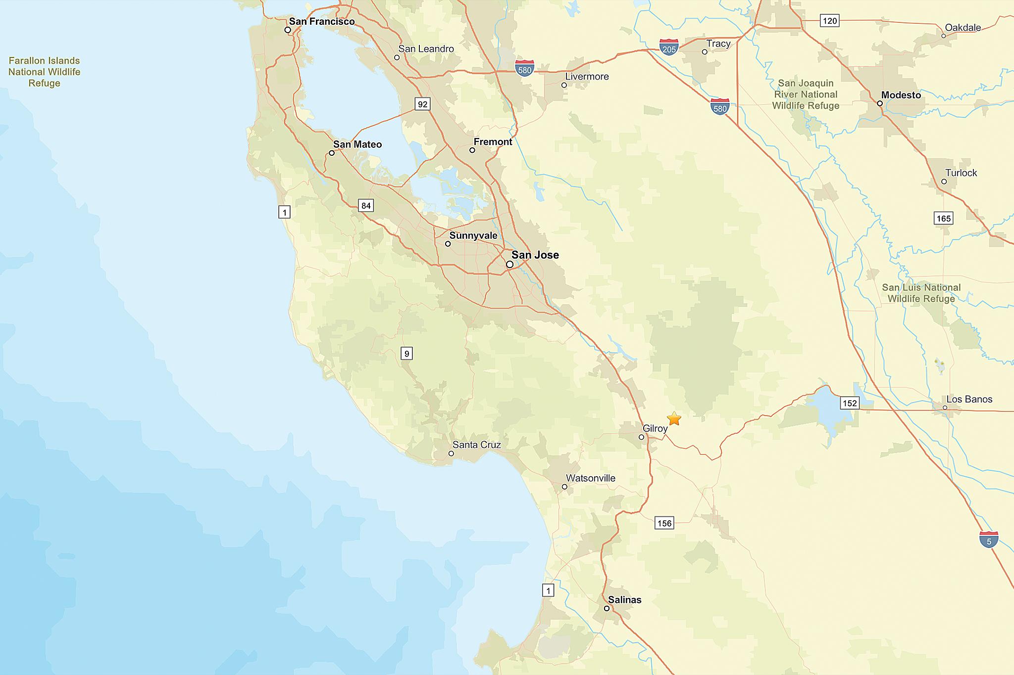 3.4 Magnitude Earthquake Strikes Near Gilroy on Calaveras Fault