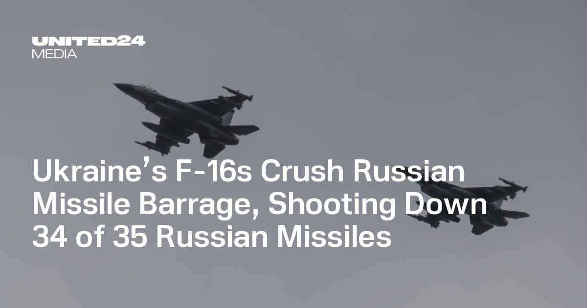 Ukraine's F-16s Shoot Down 34 of 35 Russian Cruise Missiles in Overnight Barrage
