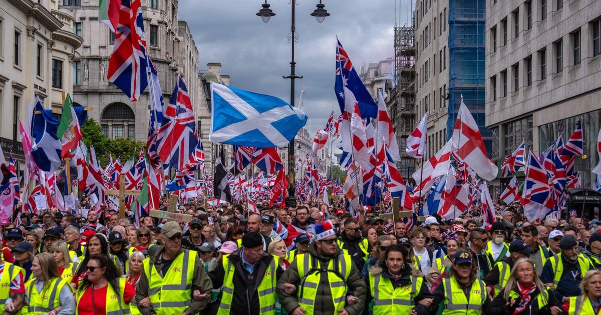 Metropolitan Police Arrest 43 People During Tommy Robinson And Nakba Day London Protests