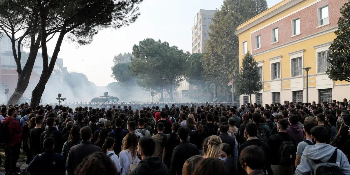 Albanian Police Fire Rubber Bullets As Students Demand PM Edi Rama Resign In Tirana