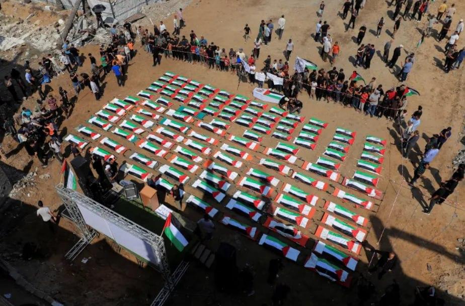Palestinians Hold Mass Funeral In Gaza City For 112 Victims Of Israeli Airstrike