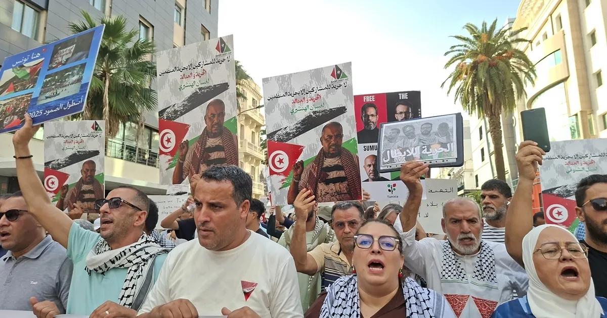 Hundreds Protest in Tunis for Release of Four Global Sumud Flotilla Activists