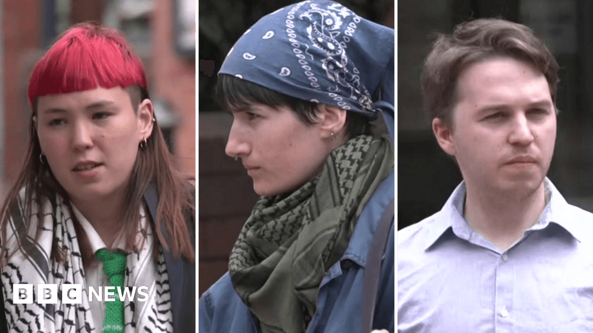 War protesters filmed attacking factory, jury told