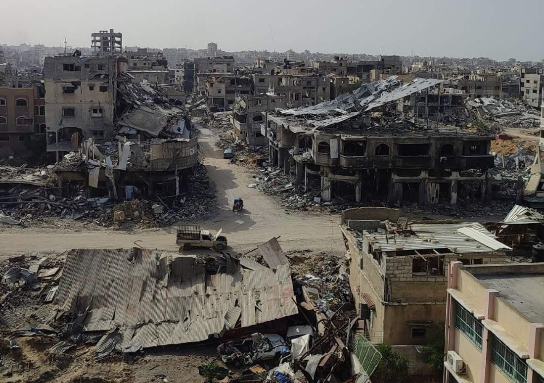 Buildings on al-Seqaly Street in Khan Younis, Gaza, destroyed by Israel, 11 June 2024