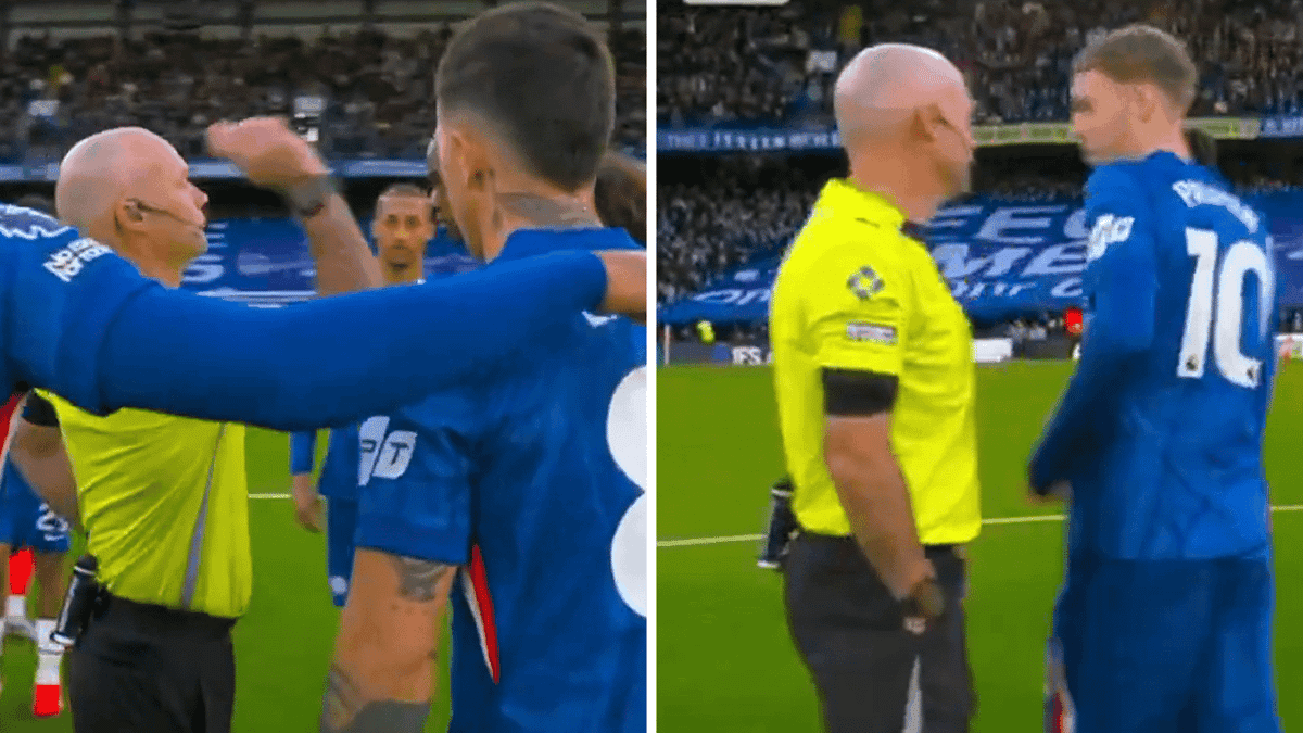Referee Paul Tierney gate-crashes Chelsea's pre-match team huddle