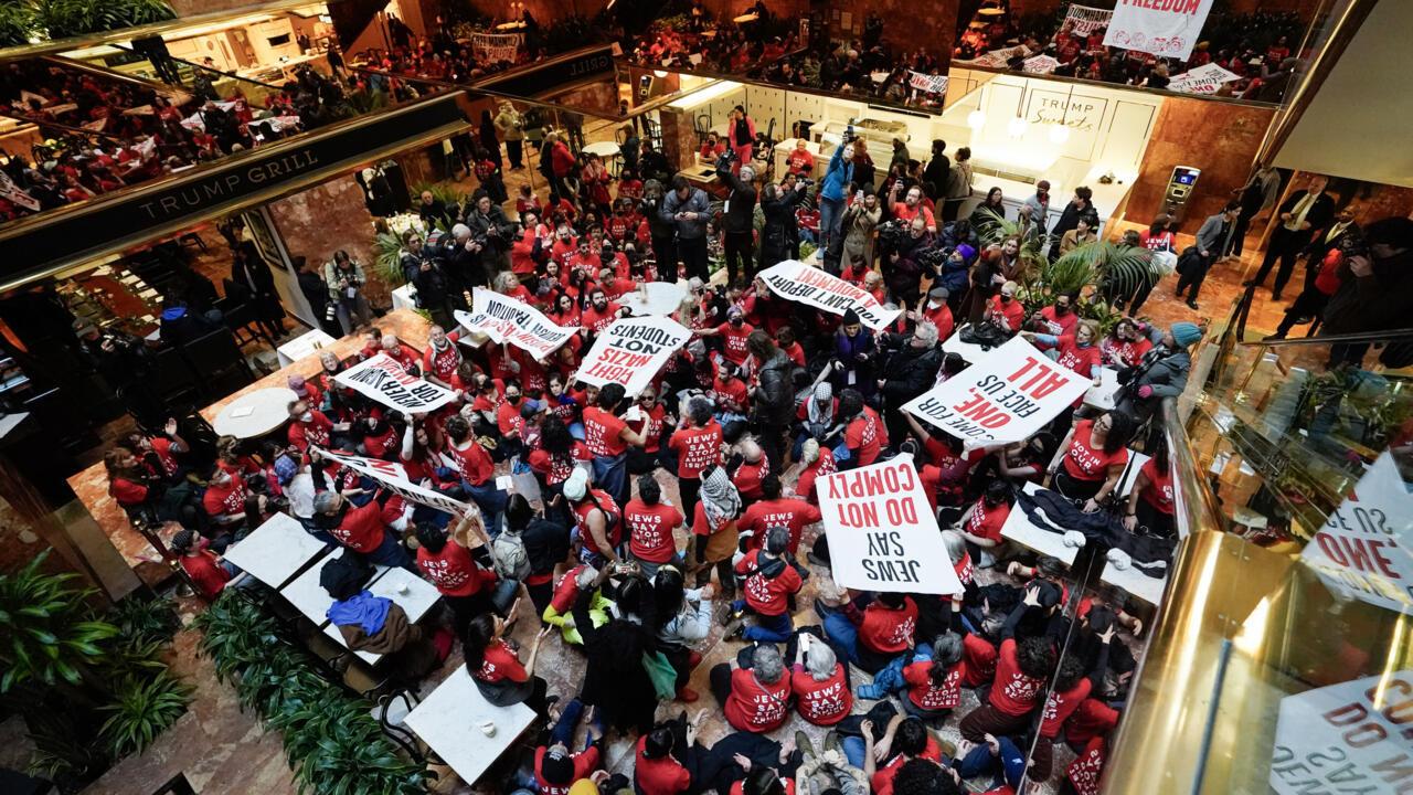 Pro-Palestinian activists occupy Trump Tower lobby in New York; 98 arrested