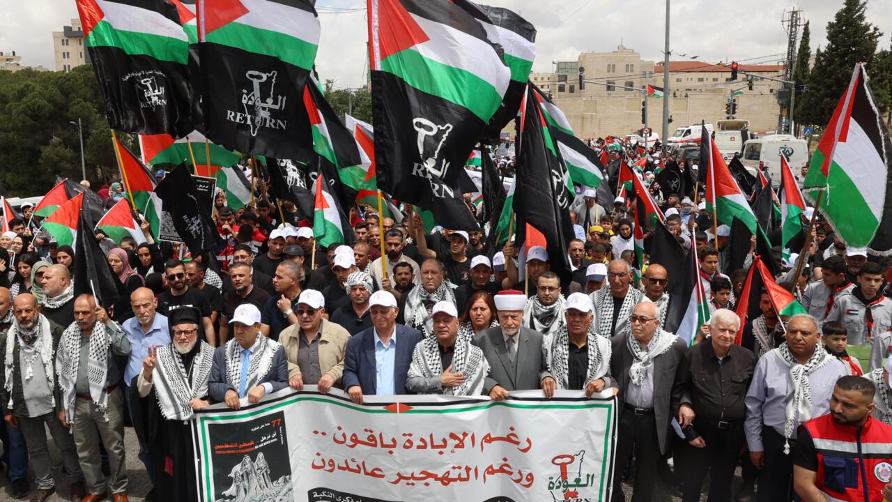 Palestinians Mark Nakba in Ramallah, Denounce Israel’s Gaza Conquest Operation and UNRWA Ban