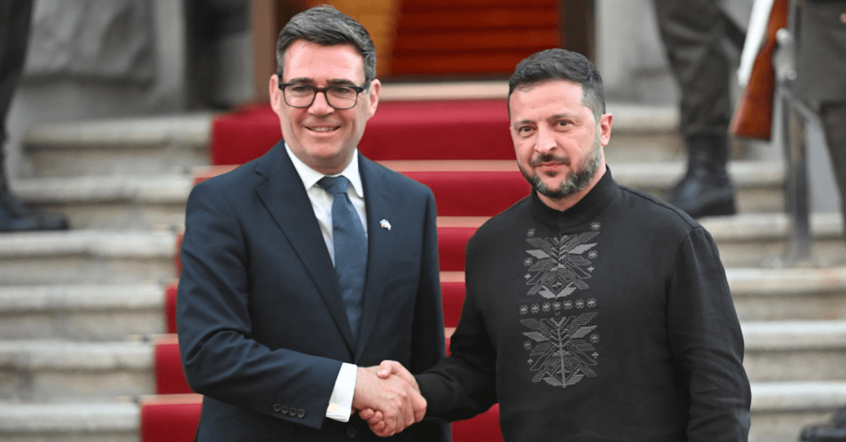 Zelensky Meets Andy Burnham in London as Britain Pledges New Air Defense Missiles