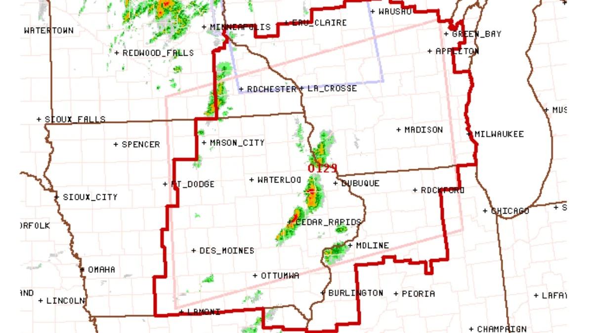 National Weather Service Warns Tornadoes, Large Hail Across Missouri, Iowa, Illinois, Minnesota, Wisconsin