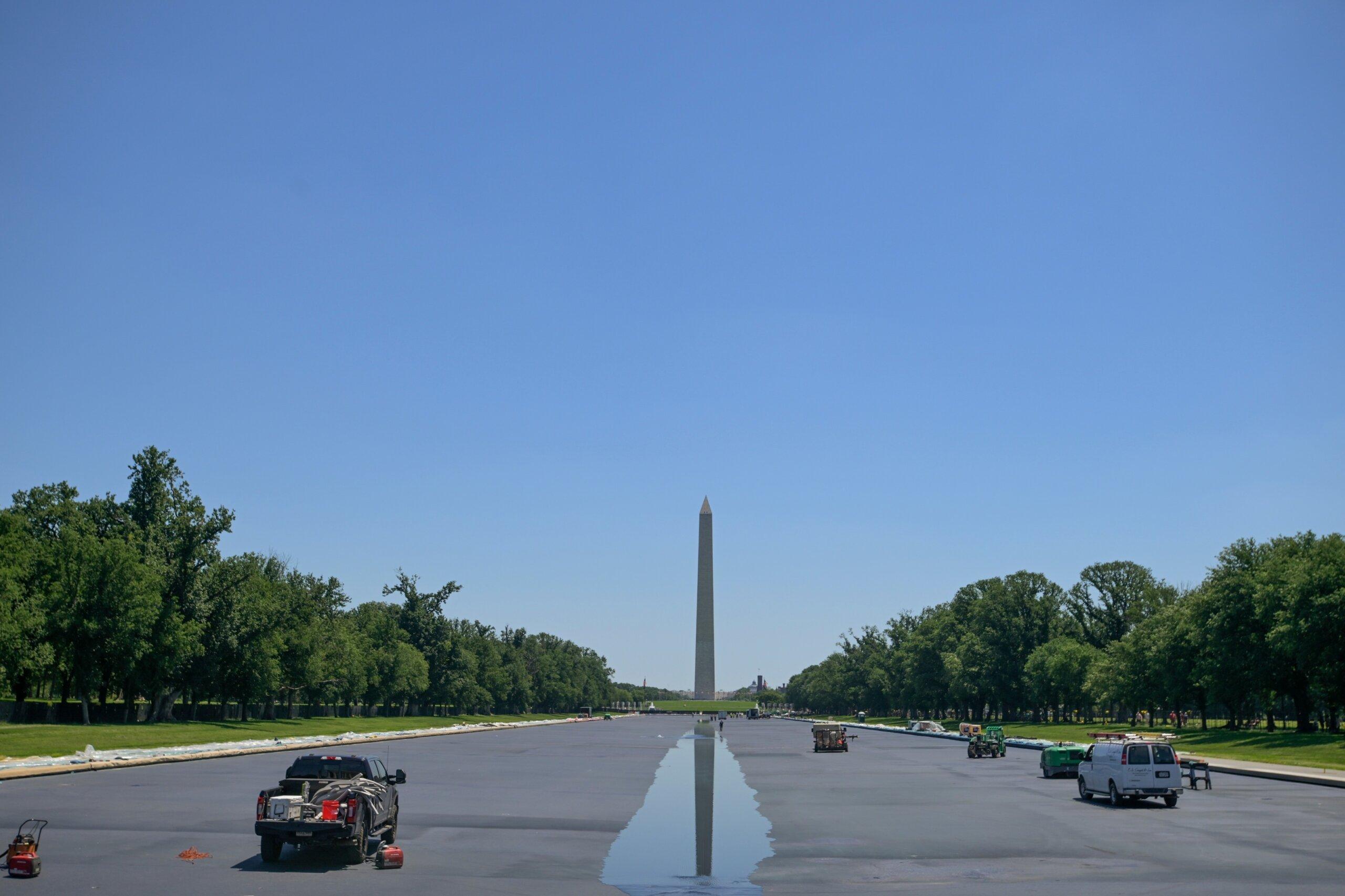 Trump’s Lincoln Memorial Reflecting Pool Renovation Restores Water Flow After “American Flag Blue” Paint