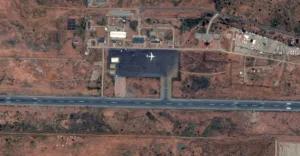 Nyala Airport from the air... new fortifications and signs of explosions near the runway.