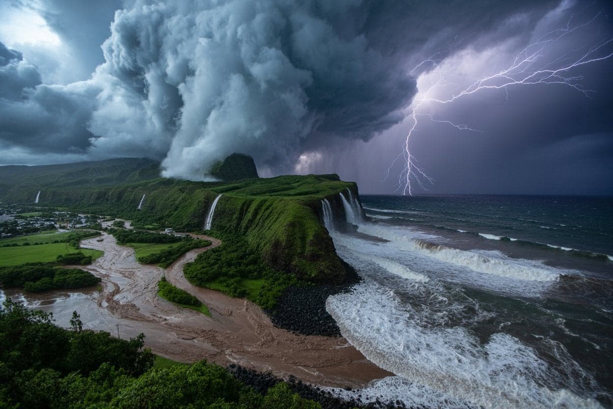 Kona Storm Batters Maui County as Flood Watch Stays in Effect