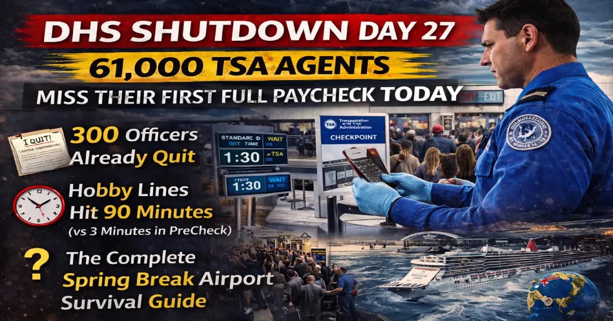 Congress' DHS Shutdown Leaves 61,000 TSA Agents Without Paychecks Today
